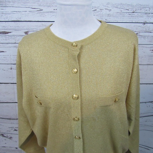 Milano Design Group VINTAGE gold shimmery cardigan - Picture 2 of 5